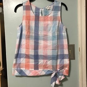 J. Crew Gingham side-tie shell Top
